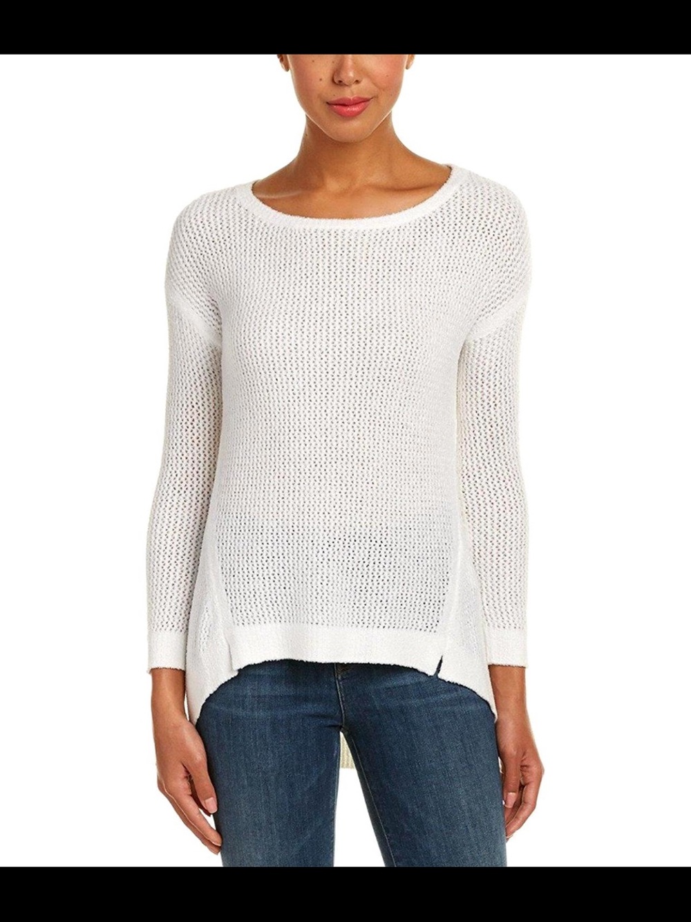 Alice + Olivia| Harpo Angled Mesh-Knit White Sweater| XS